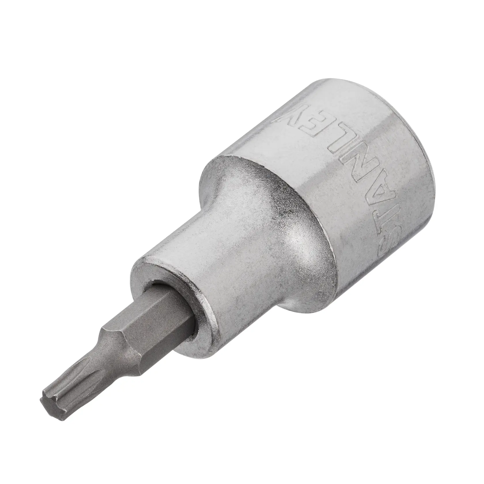 STANLEY 4-89-216 adaptador de punta Torx de acero, fotografía del producto en ángulo sobre fondo blanco.