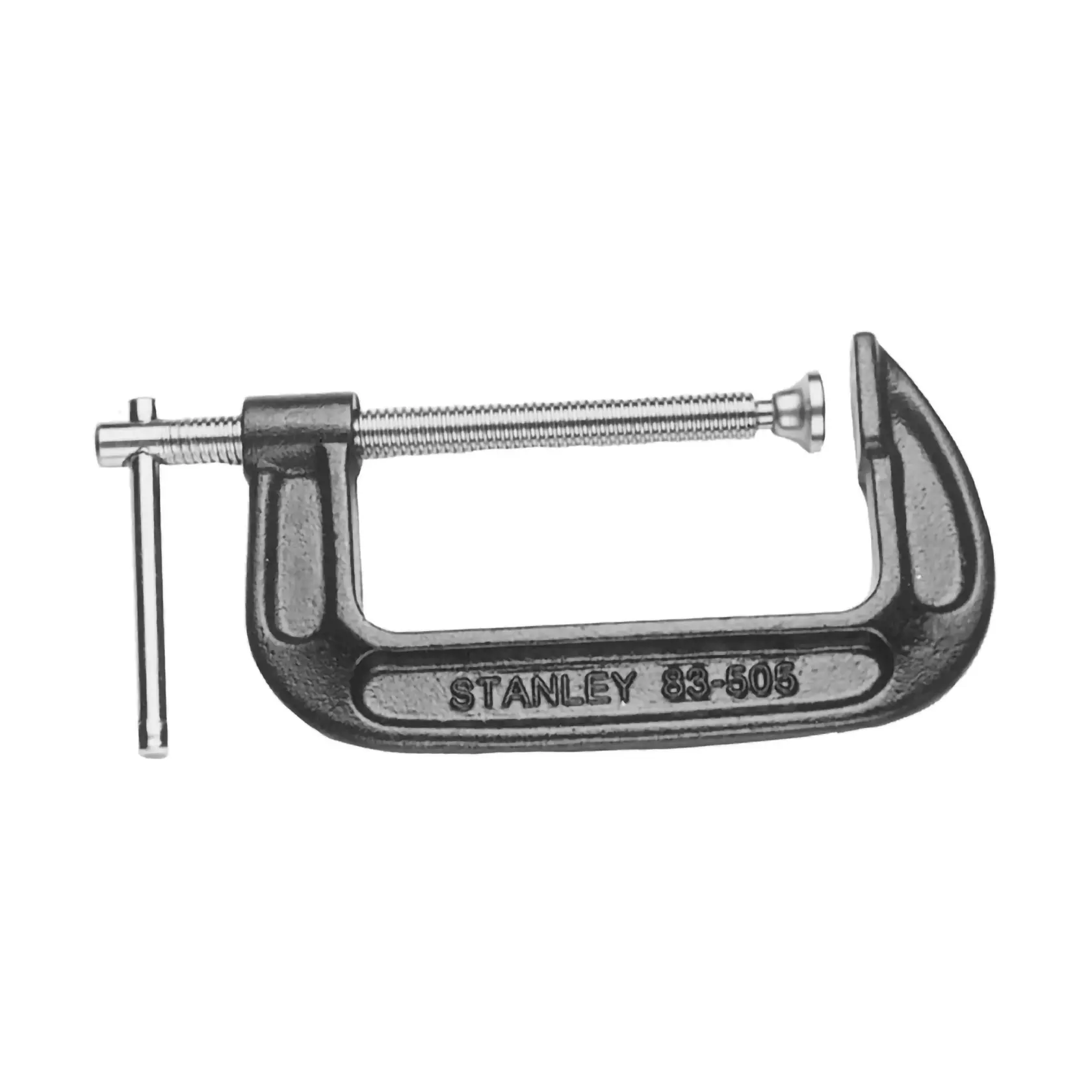 Foto de prensa tipo C STANLEY 83-505, estructura metálica, vista lateral sobre fondo blanco.