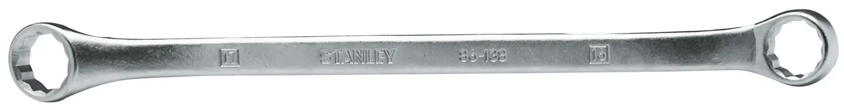Llave de caja STANLEY 86-138, acabado plateado, categoría herramienta, ángulo frontal, fondo blanco.