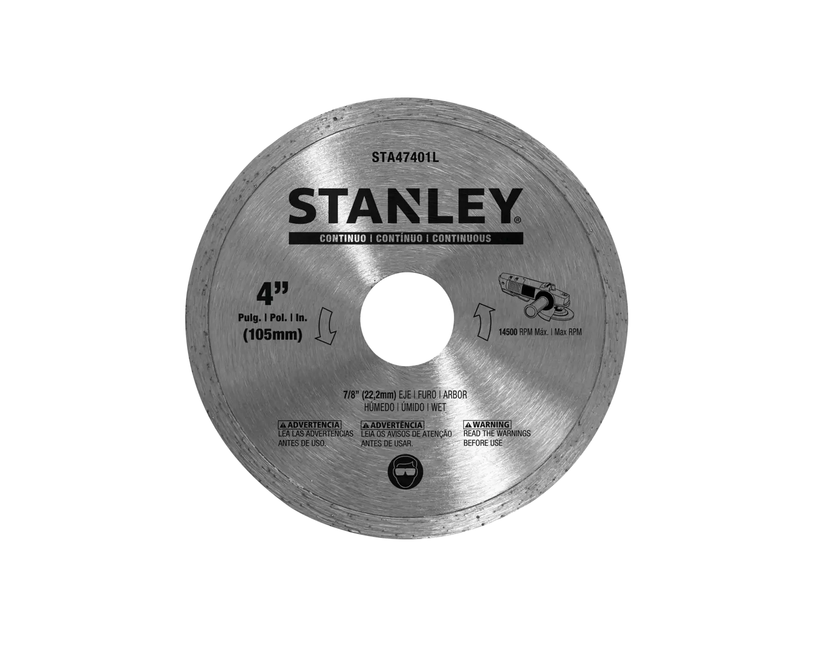 STANLEY STA47401L hoja circular de metal, fotografía del producto, vista superior sobre fondo blanco.